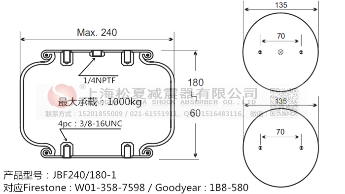 JBF240-180-1橡膠<a href='http://www.yhhd555.cn/' target='_blank'><u>空氣彈簧</u></a>