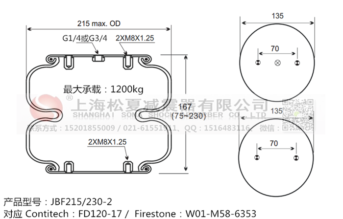 JBF215/230-2橡膠<a href='http://www.yhhd555.cn/' target='_blank'><u>空氣彈簧</u></a>
