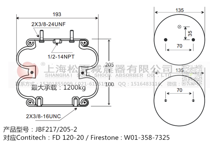 JBF217/205-2橡膠<a href='http://www.yhhd555.cn/' target='_blank'><u>空氣彈簧</u></a>
