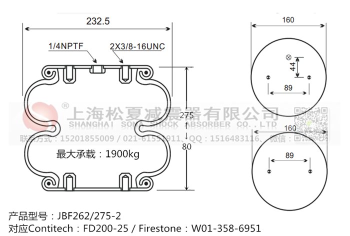 JBF262/275-2橡膠<a href='http://www.yhhd555.cn/' target='_blank'><u>空氣彈簧</u></a>