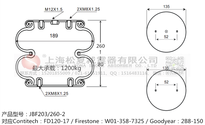 JBF203/260-2橡膠<a href='http://www.yhhd555.cn/' target='_blank'><u>空氣彈簧</u></a>