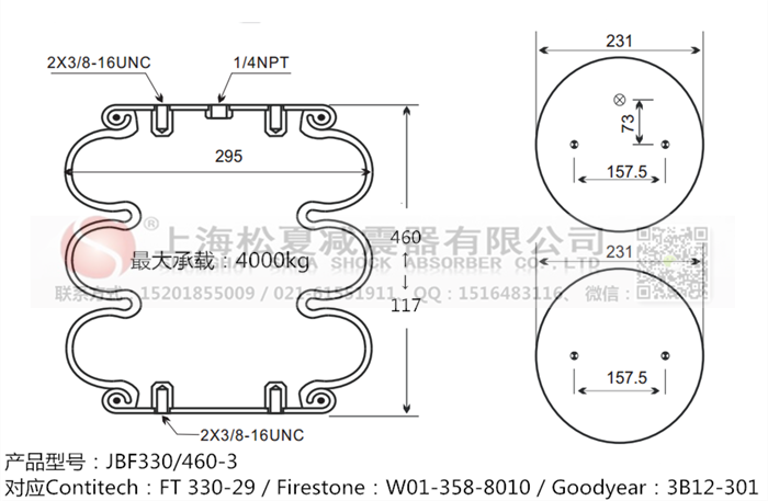 JBF330/460-3橡膠<a href='http://www.yhhd555.cn/' target='_blank'><u>空氣彈簧</u></a>